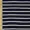 Fabric Merchants White Stripes on Navy Double Brushed 4-Way Stretch Fabric